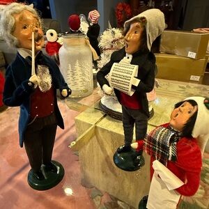 Byers Choice Carolers - Conductor, Father (1983) & Son enjoying singing Holiday